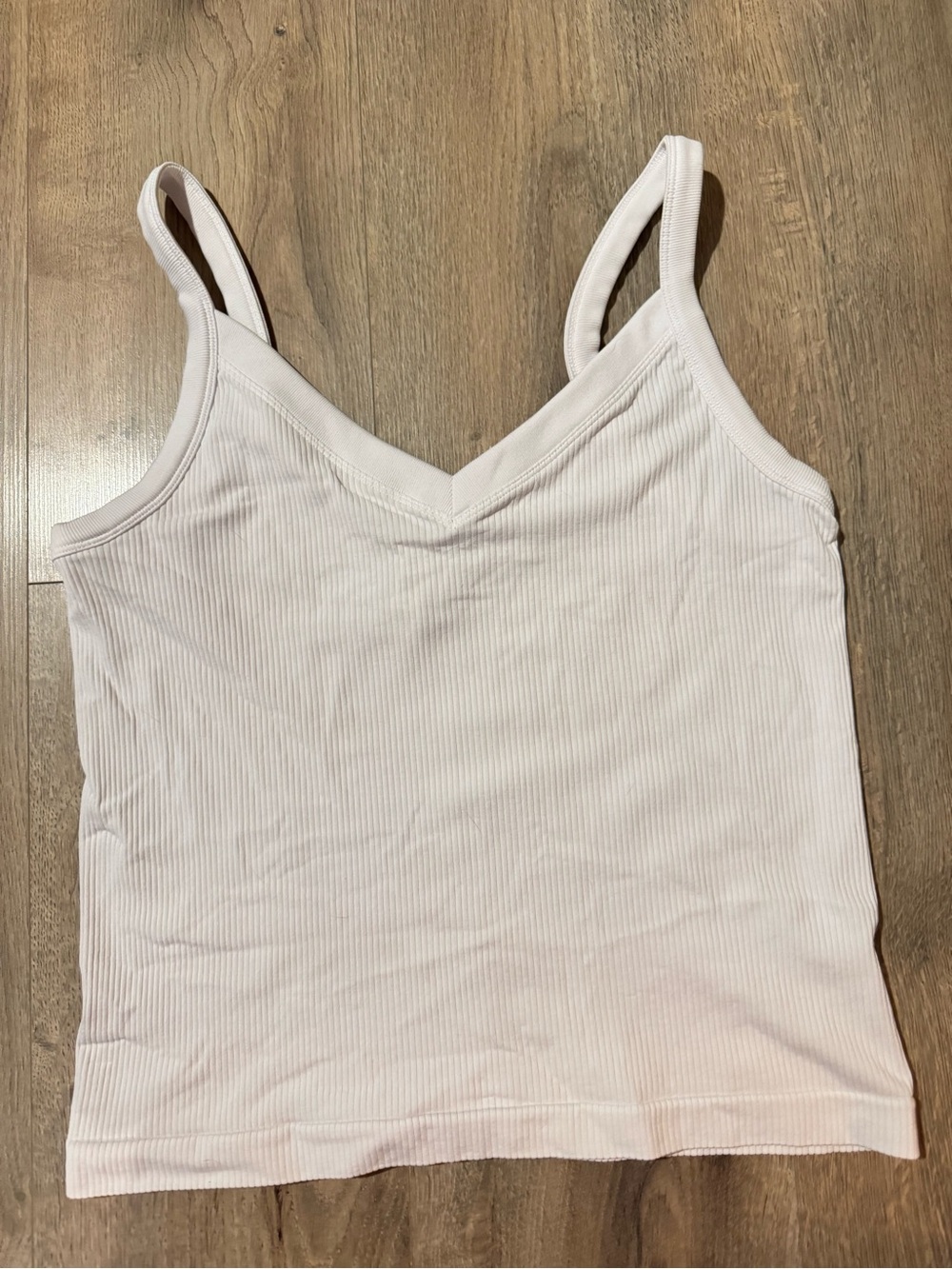 Athleta White Ribbed V-Neck Tank- Size M/L